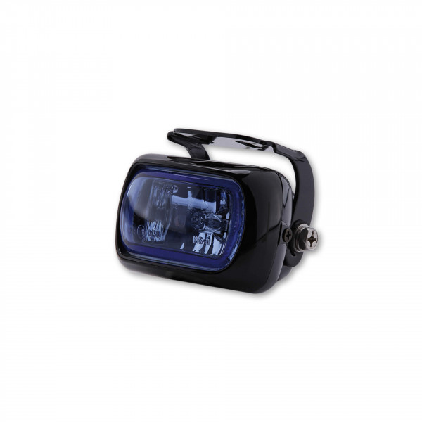 SHIN YO Nebelscheinwerfer schwarzes Alugehäuse mit Halter, Glas blau E-geprüft