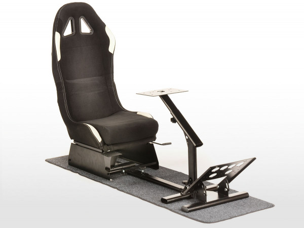 FK Gamesitz Spielsitz Rennsimulator eGaming Seats Suzuka schwarz/weiß mit  Teppich