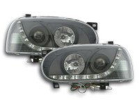 Scheinwerfer Set Daylight LED Tagfahrlicht passend für VW Golf 3 91-97 schwarz Scheinwerfer Set Daylight LED Tagfahrlicht passend für VW Golf 3 91-97 schwarz