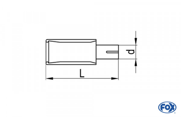 Endrohr Links Typ 38 mit Schelle einfach - 115x85mm Links / Oval eingerollt / abgeschrägt / ohne Abs