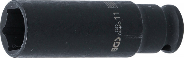 BGS Kraft-Steckschlüsseleinsatz Sechskant, tief 11 mm – Innenvierkant 6,3 mm (1/4 Zoll)