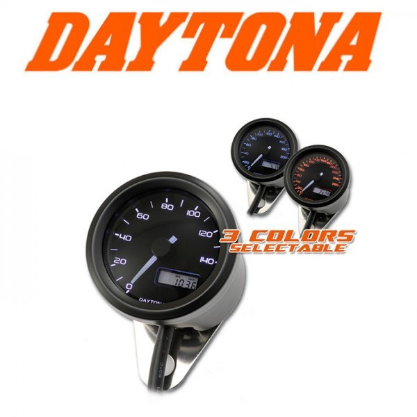 Tachometer "Velona" | schwarz | -140 km/h Ø 48mm | Tacho/Uhr/Voltanzeige | 3-Farbig