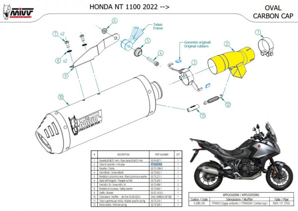 MIVV Verbindungsrohr passend für Honda NT 1100 2022-2024