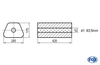 FOX Uni-Schalldämpfer Trapezoid Edelstahl 420mm FOX Uni-Schalldämpfer Trapezoid Edelstahl 420mm