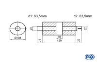 FOX Uni-Schalldämpfer rund mit Kammer + Stutzen Ø198mm Länge 420mm FOX Uni-Schalldämpfer rund mit Kammer + Stutzen Ø198mm Länge 420mm