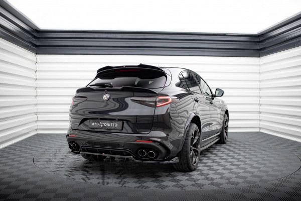 Niedriger Spoiler CAP Für 3D Alfa Romeo Stelvio Mk1 Schwarz Hochglanz