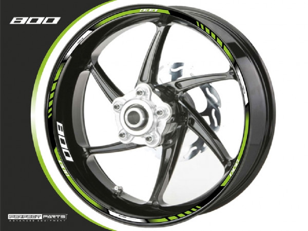 Felgenrandaufkleber grün-weiß-schwarz passend für 800 ccm Motorräder