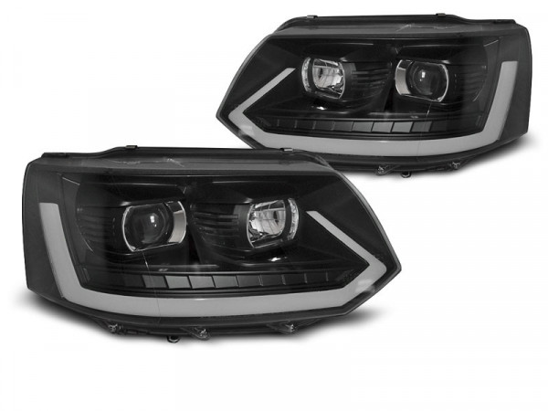 Scheinwerfer Röhrenlicht schwarz dynamische Blinker passend für VW T5 2010-2015