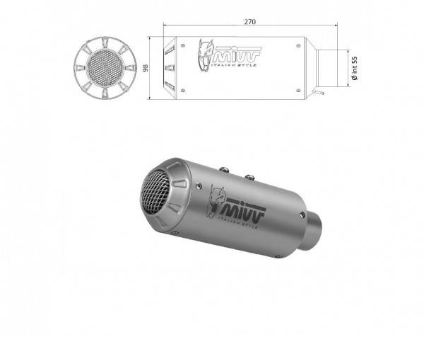 MIVV Universal Schalldämpfer rechts MK3 Edelstahl 55mm
