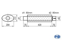 FOX Uni-Schalldämpfer oval Edelstahl 204x117mm, Länge 420mm FOX Uni-Schalldämpfer oval Edelstahl 204x117mm, Länge 420mm