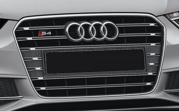 Kühlergrill Audi S4 (B8) platinumgrau,inkl S4-Logo für Audi A4 (B8/B81) Lim. 01.12- (ab Facelift)