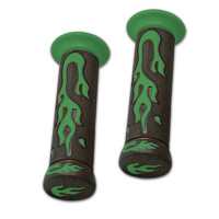 ATV Gummi Griffe "Flame" schwarz-grün geschlossen 22mm L=130mm ATV Gummi Griffe "Flame" schwarz-grün geschlossen 22mm L=130mm