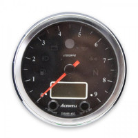 ACEWELL Analog Drehzahlmesser 9000rpm mit digitalem Tacho, Ring und Gehäuse chrom, Zifferblatt schwa ACEWELL Analog Drehzahlmesser 9000rpm mit digitalem Tacho, Ring und Gehäuse chrom, Zifferblatt schwa