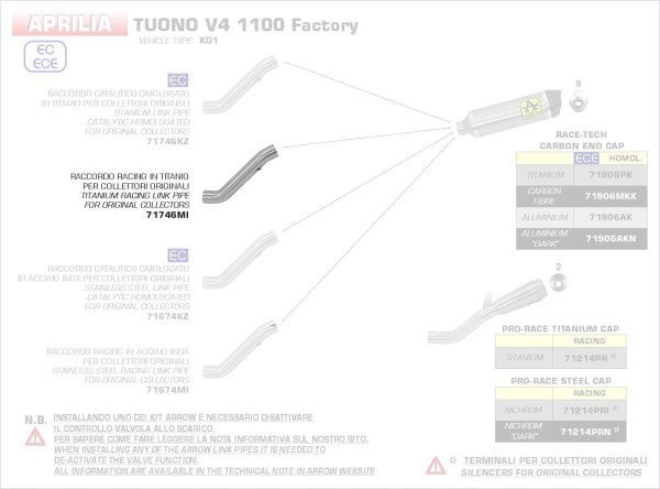 71746MI-Arrow Verbindungsrohr Aprilia Tuono V4 1100 19-20