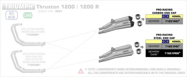 ARROW Pro-Racing Edelstahl TRIUMPH THRUXTON- SPEED TWIN 1200 16-20