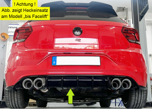 Rieger Heckeinsatz glanz schwarz für VW Polo (AW) R-Line 5-tür. 06.21- (ab Facelift)