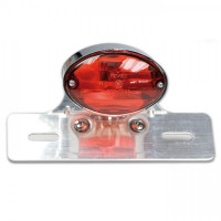 Mini-Rücklicht Cat-Eye chrom rot mit Kennzeichenbeleuchtung E-geprüft Mini-Rücklicht Cat-Eye chrom rot mit Kennzeichenbeleuchtung E-geprüft