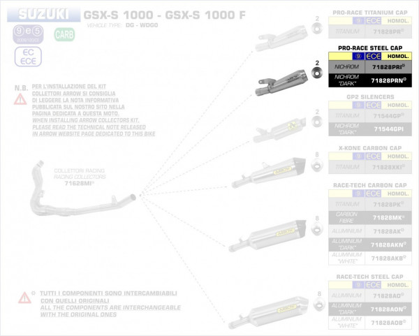 Arrow Pro-Race Edelstahl SUZUKI GSX-S 1000 17/18
