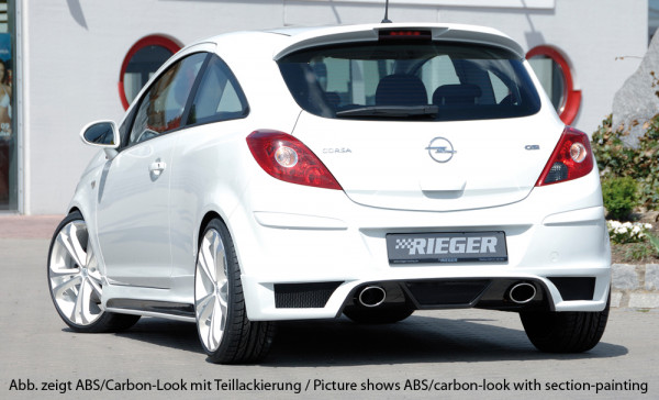 Rieger Heckschürzenansatz carbon look für Opel Corsa D 5-tür. 01.11- (ab Facelift)