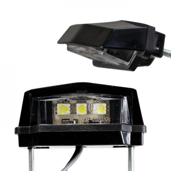 SMD-Kennzeichenbeleuchtung "Flat" | schwarz | ABS 3 SMD's | B59 x H20 x T29mm | Kabel 40cm | E-gepr