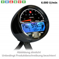 ACEWELL multifunktionelles Digitalinstrument Alu-Schwarz mit Tachometer, DZM bis 6000 RPM, Uhr & Tan ACEWELL multifunktionelles Digitalinstrument Alu-Schwarz mit Tachometer, DZM bis 6000 RPM, Uhr & Tan