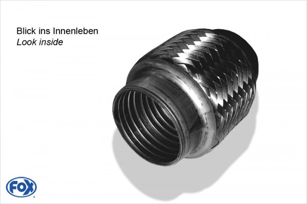Flexibles Rohr Interlock - Ø70mm - Länge: 100mm + Stutzen Innenleben besteht aus Edelstahlwellrohr