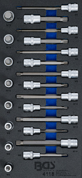 Werkstattwageneinlage 1/3: Bit-Einsatz-Satz | Antrieb Innenvierkant 12,5 mm (1/2") | Innenvielzahn (