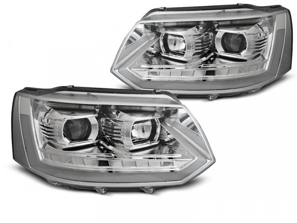 Scheinwerfer Röhrenlicht chrom mit dynamischem Blinker passend für VW T5 2010–2015