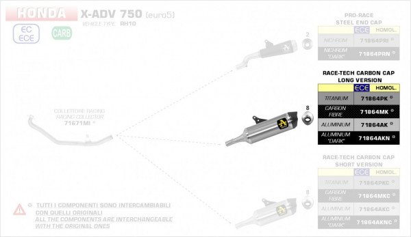 Arrow Race-Tech Carbon Endschalldämpfer passend für Honda X-ADV 750