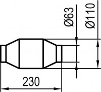 FOX Uni-Metallkat 200 Zellen Länge 230mm Anschluss 63mm unpoliert FOX Uni-Metallkat 200 Zellen Länge 230mm Anschluss 63mm unpoliert