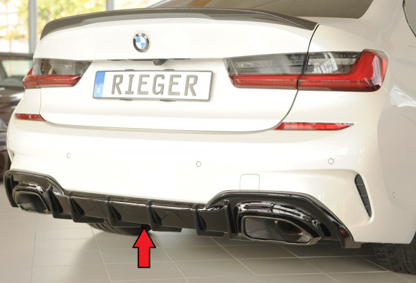 Rieger Heckeinsatz (für Fzg. mit AHK) glanz schwarz für BMW 3er G20 (G3L) Lim. 03.19-06.22 (bis Fac