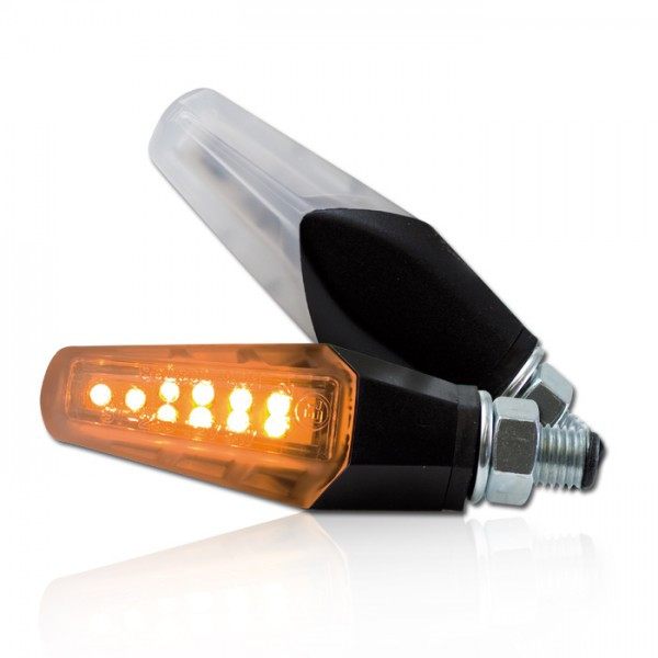 LED-Blinker "Freeze" | schwarz | klar | M10 Paar | L 64 x B 25 x H 15 mm | E-geprüft