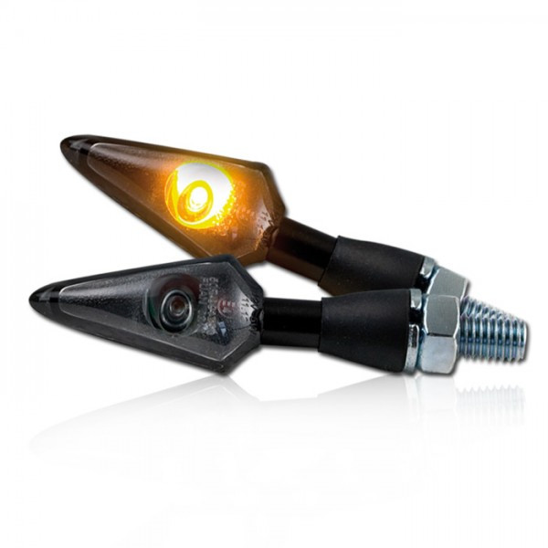 LED-Blinker "Spearhead" | Alu | schwarz | lang M8 | getönt | E-geprüft