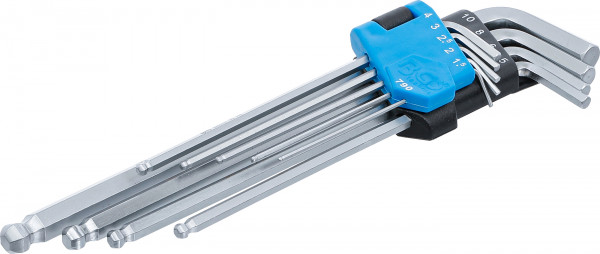Winkelschlüssel-Satz extra lang 9-tlg. Innensechskant mit Kugelkopf