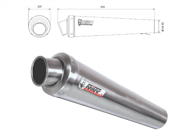 MIVV Universal Schalldämpfer rechts X-CONE 105 Edelstahl 55mm