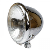 Fernscheinwerfer "Bates Style" 4,5" chrom 12V H3/55W E-geprüft unten M10 Fernscheinwerfer "Bates Style" 4,5" chrom 12V H3/55W E-geprüft unten M10