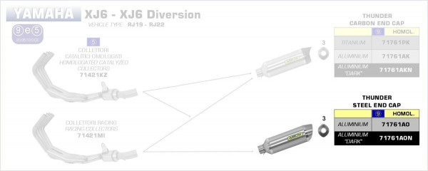 Arrow Street Thunder Aluminium Yamaha XJ6 / XJ6 Diversion 09-13