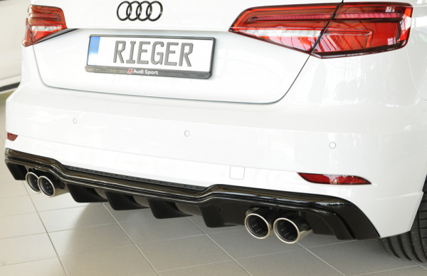 Rieger Heckeinsatz glanz schwarz für Audi A3 (8V) 3-tür. (Schrägheck 8V1) 09.16- (ab Facelift)