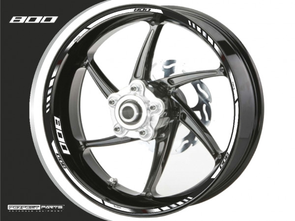 Felgenrandaufkleber weiß-schwarz passend für 800 ccm Motorräder