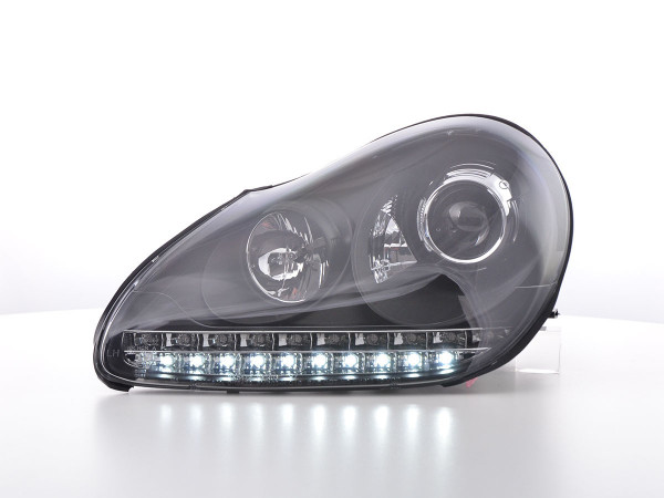 Scheinwerfer Set Daylight LED TFL-Optik Porsche Cayenne 03-07 schwarz