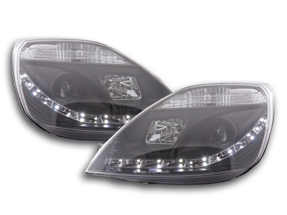 LED Angel Eyes Scheinwerfer für Ford Fiesta MK6 02-05 schwarz