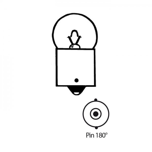 Kugellampe | 12V | 5W Ba15s | Pin 180° | Ø=18x37 mm | (VPE=10 Stück)