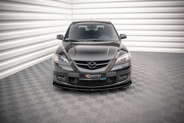 Street Pro Front Ansatz Für +Flaps Für V.1 + Flaps Mazda 3 MPS Mk1 Schwarz Hochglanz