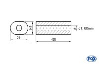 FOX Uni-Schalldämpfer oval ohne Stutzen Edelstahl 211x145mm Ø80mm Länge 420mm FOX Uni-Schalldämpfer oval ohne Stutzen Edelstahl 211x145mm Ø80mm Länge 420mm