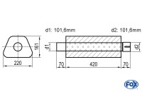 FOX Uni-Schalldämpfer Trapezoid Edelstahl 420mm FOX Uni-Schalldämpfer Trapezoid Edelstahl 420mm