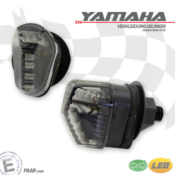 LED-Verkleidungsblinker "Yamaha+U" | getönt | paar Maße: 40x28x38mm | mit Distanzhülse | E-geprüft