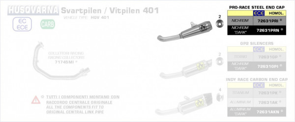 Arrow Pro-Race Edelstahl Endschalldämpfer passend für Husqvarna Vitpilen 401 & Svartpilen 401