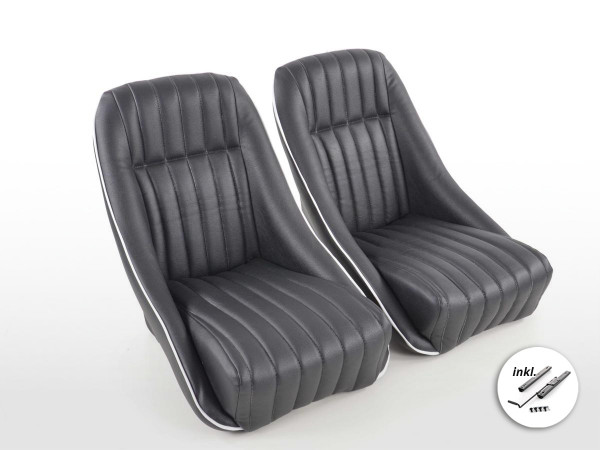 FK Oldtimersitze Vollschalensitze Set Montgomery im Retro-Look schwarz/weiß