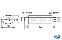 FOX Uni-Schalldämpfer oval Edelstahl 236x150mm, Länge 420mm FOX Uni-Schalldämpfer oval Edelstahl 236x150mm, Länge 420mm