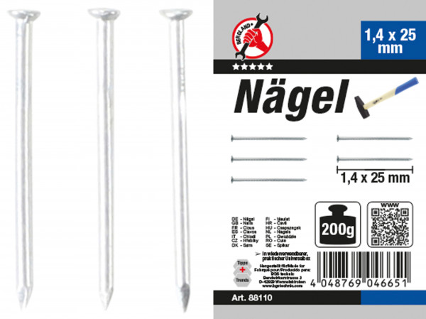 Nägel-Sortiment | 200 g | 1,4 x 25 mm